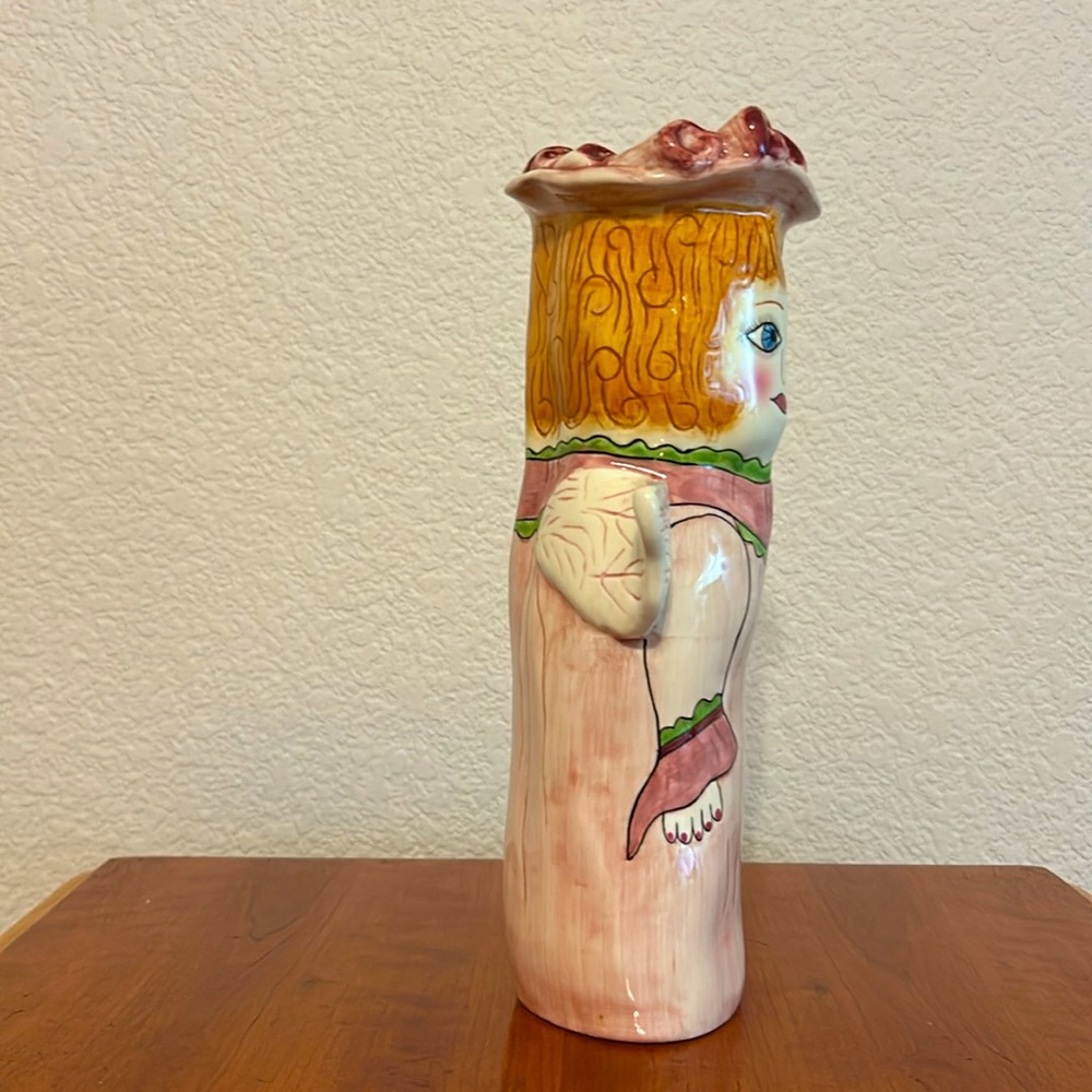 Susan Paley Bella Casa “Grace” Vase by Ganz Handpainted Whimsical / Angel Wings - Picture 3 of 8